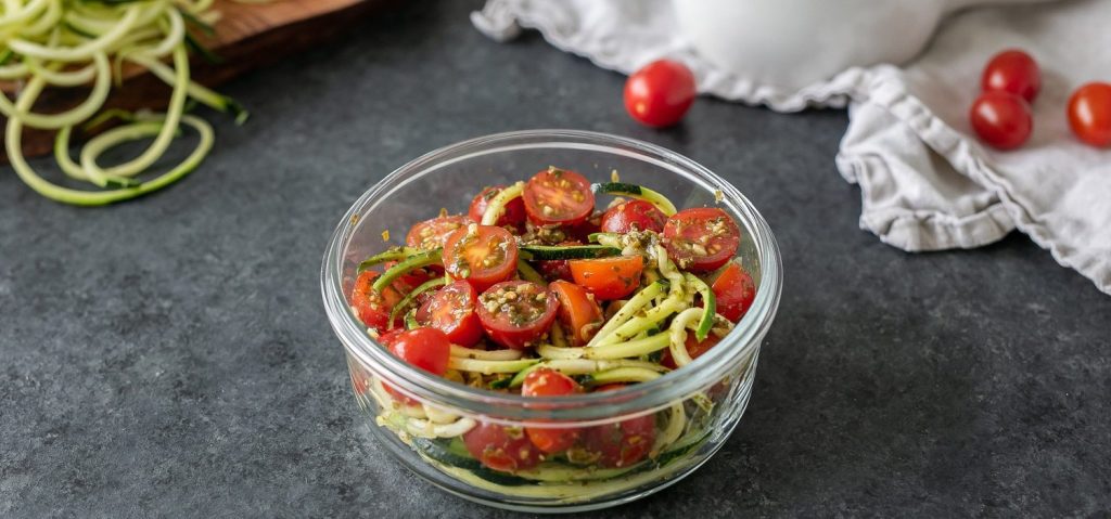 Zucchini Noodles with Pesto & Tomatoes