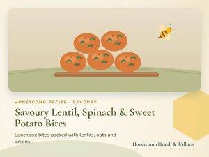 Savoury Lentil, Spinach & Sweet Potato Bites